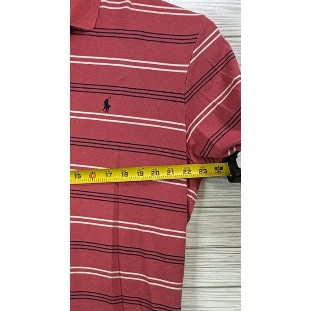 Polo Ralph Lauren Men's Golf Polo Shirt‎ Red White Black Stripe Cotton Sz Lg